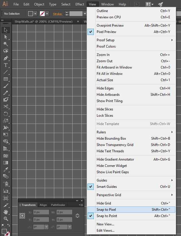 Disabling Snap to Grid in Adobe Illustrator